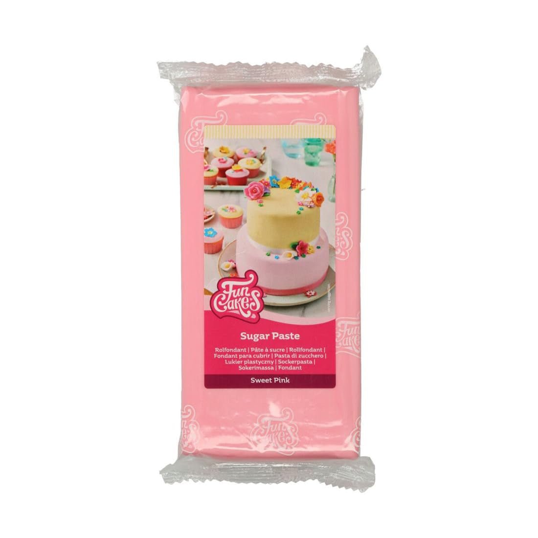 FunCakes Roll Fondant Sweet Pink: Nem at bruge, glat, fleksibel, blød og bøjelig, perfekt til at dekorere kager, halal, kosher og glutenfri. 1 kg Naty Shop Standardtitel sukkerpasta