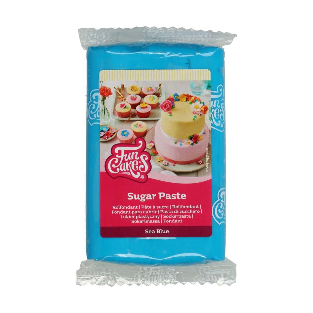FunCakes Havblå Lamineret Fondant: Nem at bruge, Glat, Fleksibel, Blød og bøjelig, Perfekt til kagedekoration, Halal, Kosher og Glutenfri, 250 g Naty Shop Standard Titel Sukkerpasta