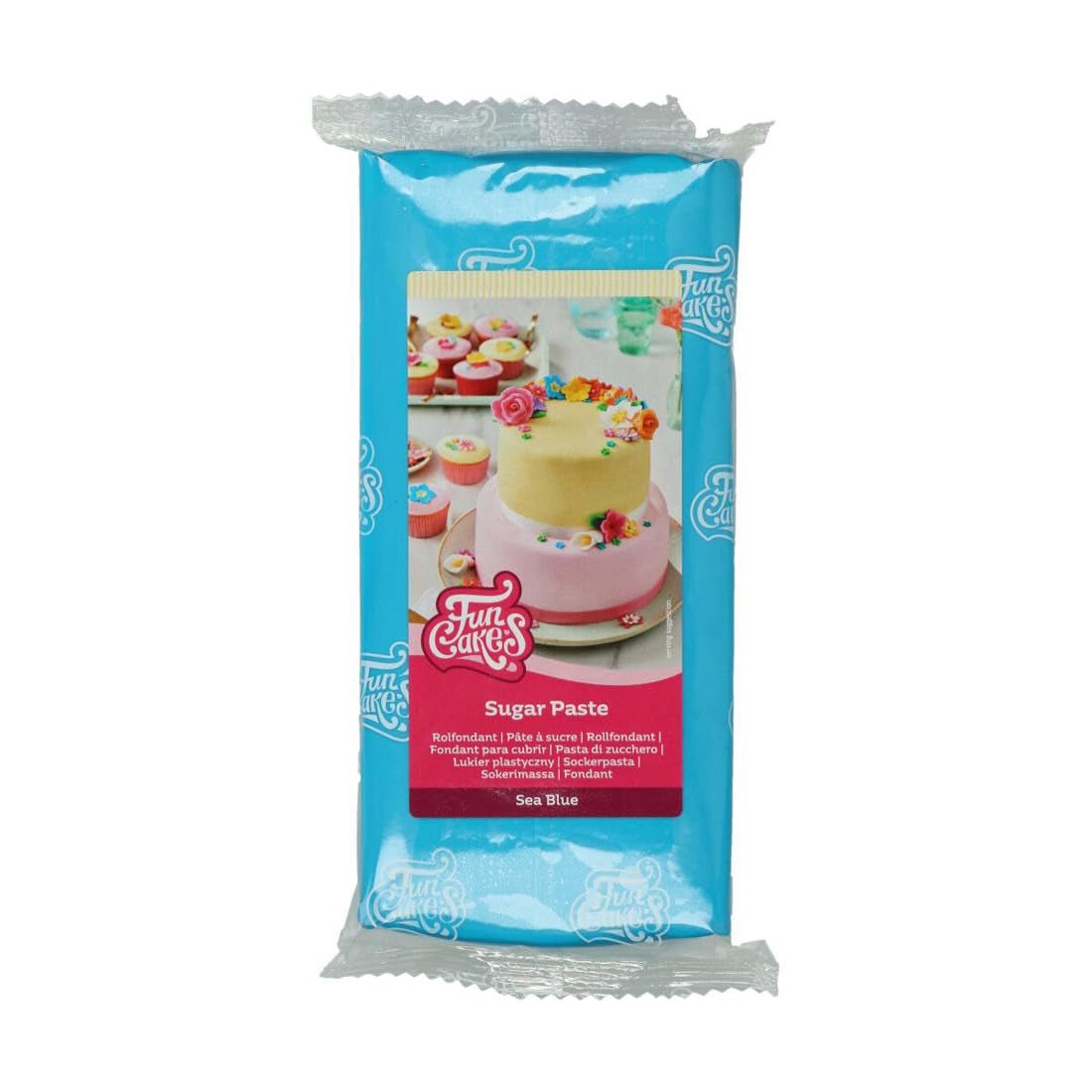 FunCakes Sea Blue Rolled Fondant: Nem at bruge, glat, fleksibel, blød og bøjelig, perfekt til at dekorere kager, halal, kosher og glutenfri. 1 kg Naty Shop Standardtitel sukkerpasta