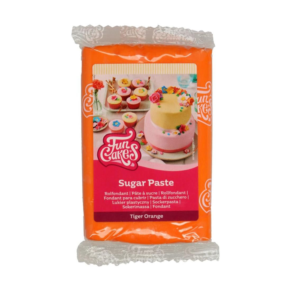 FunCakes Tiger Orange Lamineret Fondant: Nem at bruge, Glat, Fleksibel, Blød og bøjelig, Perfekt til at dekorere kager, Halal, Kosher og Glutenfri, 250 g Sukkerpasta Naty Shop Standardtitel