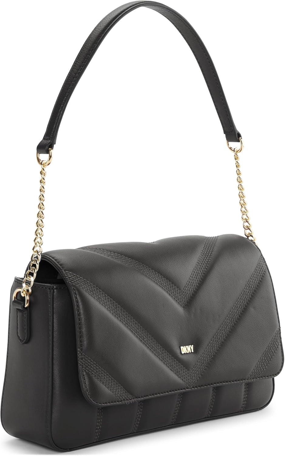 DKNY Dame Skuldertaske, Sort/Gul Dame Naty Shop Tasker