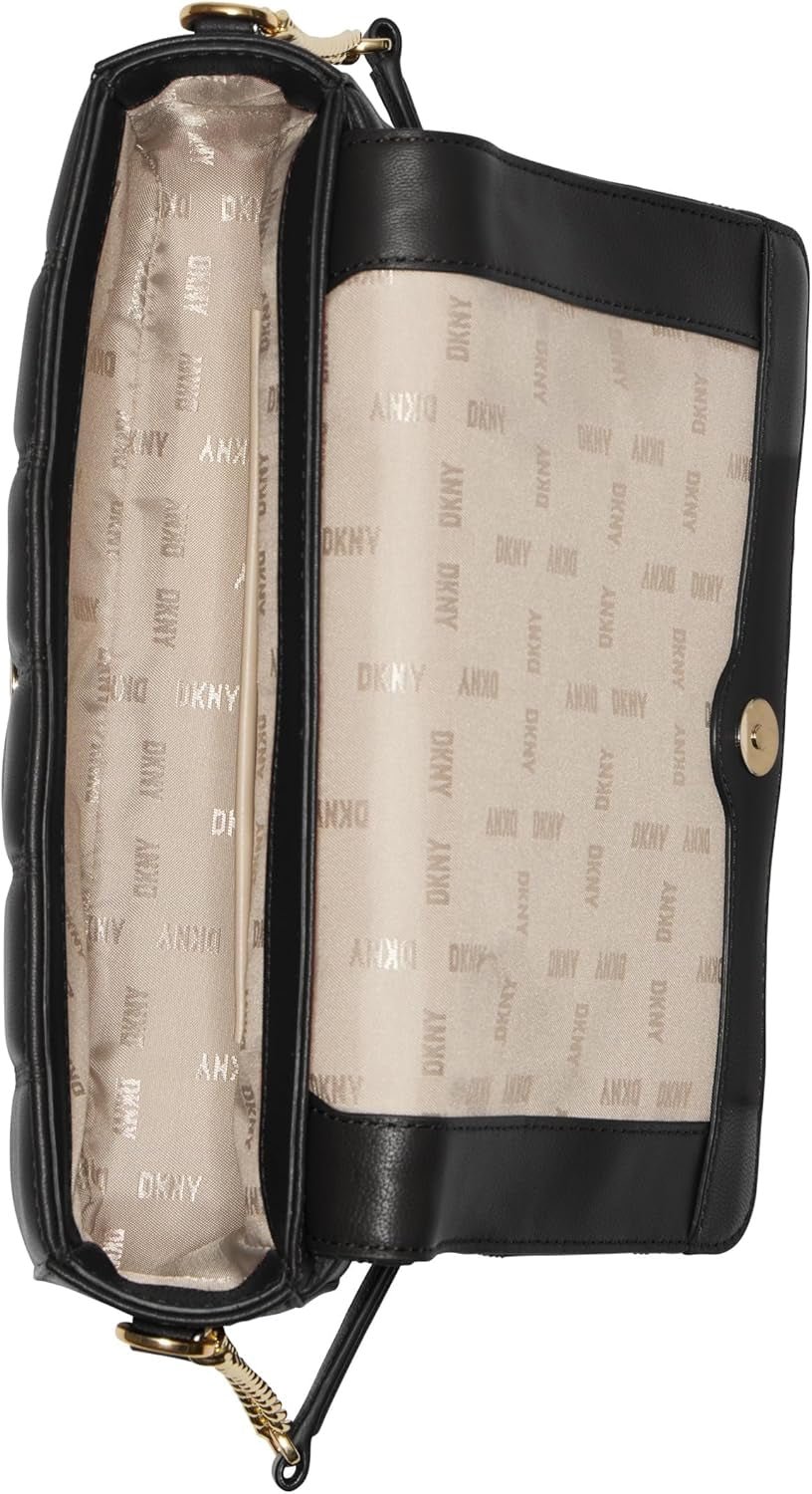 DKNY Dame Skuldertaske, Sort/Gul Dame Naty Shop Tasker