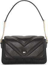 DKNY Skuldertaske med klap til kvinder Sort/gul tasker Dame Naty Shop Standardtitel