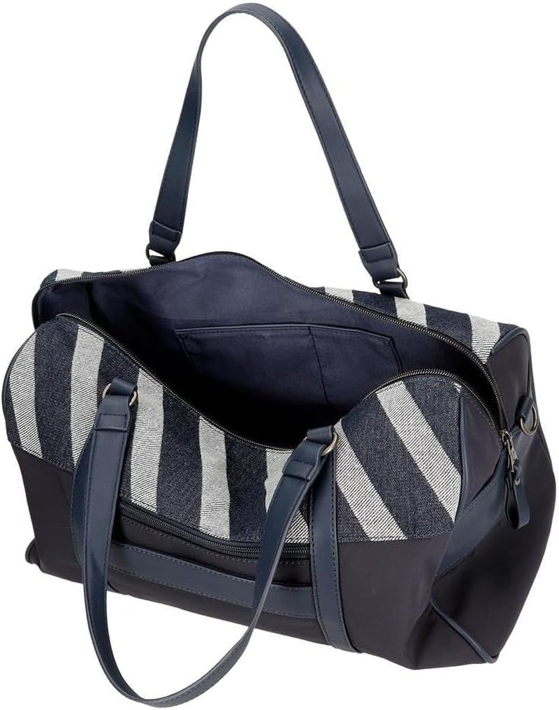 Pepe Jeans Celine rejsetaske, blå, 40 x 25 x 20 cm, polyester, med imiteret læderdetaljer, 20 L, by Joumma Tasker, blå, rejsetaske Bagage og rejseudstyr Naty Shop