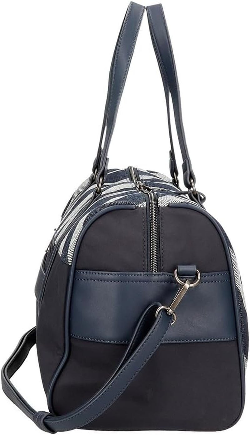 Pepe Jeans Celine rejsetaske, blå, 40 x 25 x 20 cm, polyester, med imiteret læderdetaljer, 20 L, by Joumma Tasker, blå, rejsetaske Bagage og rejseudstyr Naty Shop
