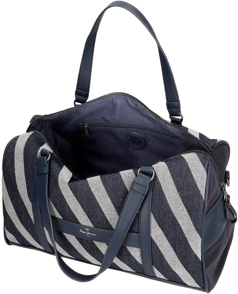 Pepe Jeans Celine rejsetaske, blå, 40 x 25 x 20 cm, polyester, med imiteret læderdetaljer, 20 L, by Joumma Tasker, blå, rejsetaske Bagage og rejseudstyr Naty Shop