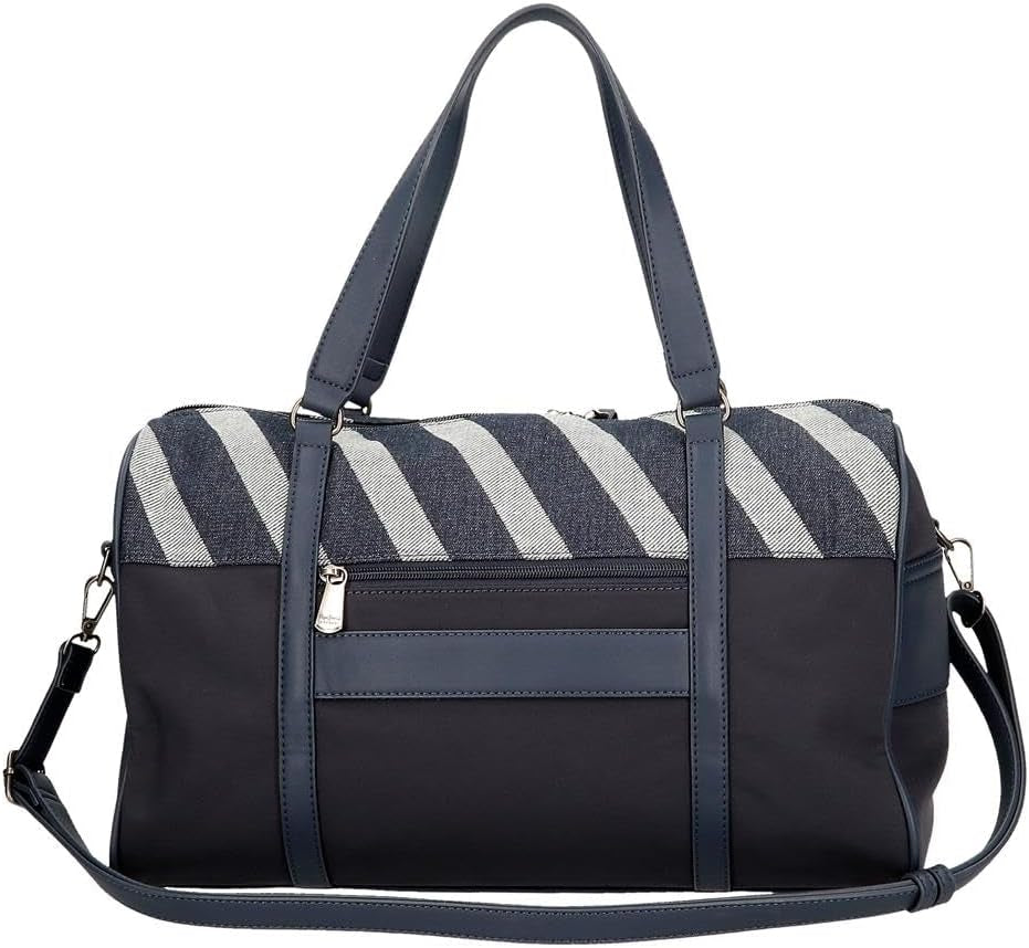 Pepe Jeans Celine rejsetaske, blå, 40 x 25 x 20 cm, polyester, med imiteret læderdetaljer, 20 L, by Joumma Tasker, blå, rejsetaske Bagage og rejseudstyr Naty Shop