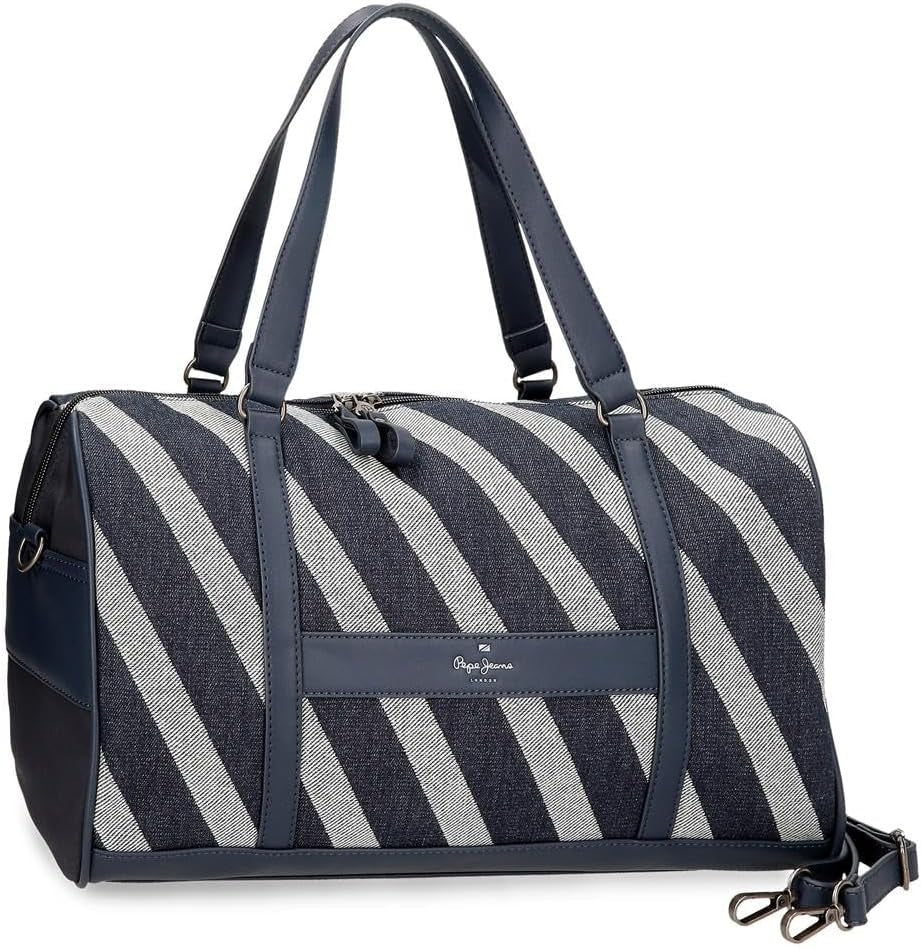 Pepe Jeans Celine rejsetaske, blå, 40 x 25 x 20 cm, polyester, med imiteret læderdetaljer, 20 L, by Joumma Tasker, blå, rejsetaske Bagage og rejseudstyr Naty Shop rejserygsæk
