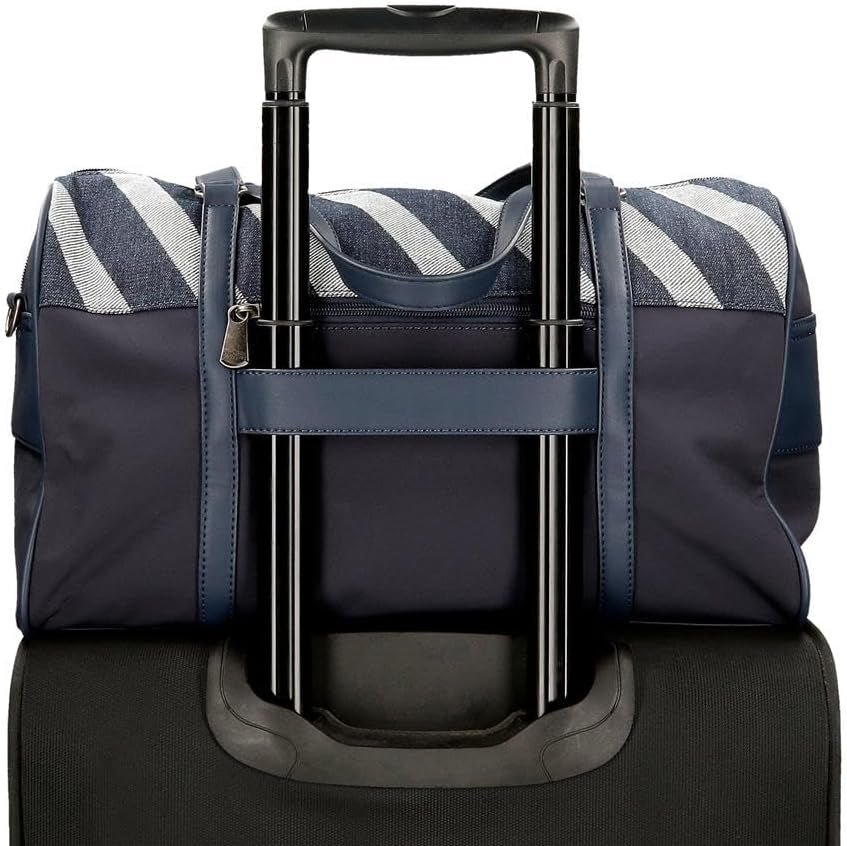 Pepe Jeans Celine rejsetaske, blå, 40 x 25 x 20 cm, polyester, med imiteret læderdetaljer, 20 L, by Joumma Tasker, blå, rejsetaske Bagage og rejseudstyr Naty Shop