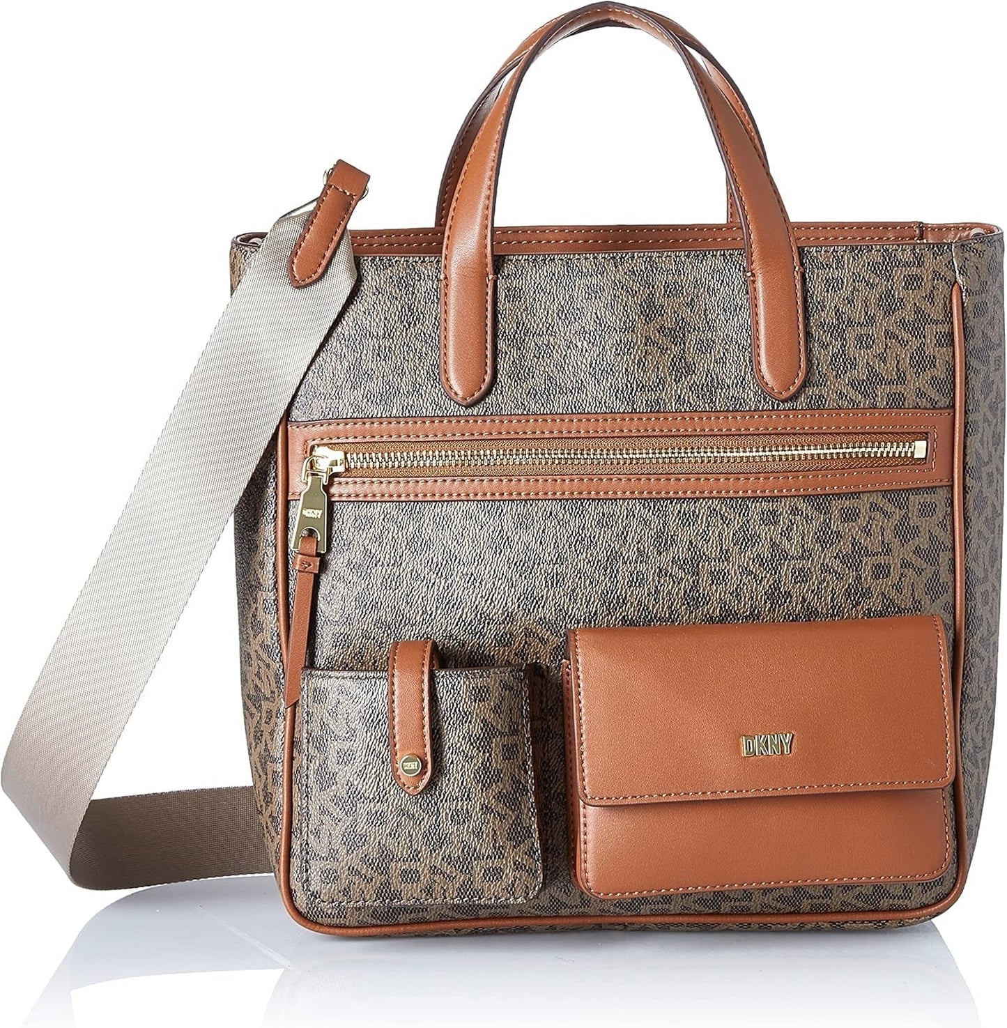 DKNY Dame Zyon Messenger Tote Bag, Mokka/Karamel, One Size Tasker Kvinder Naty Shop Standardtitel