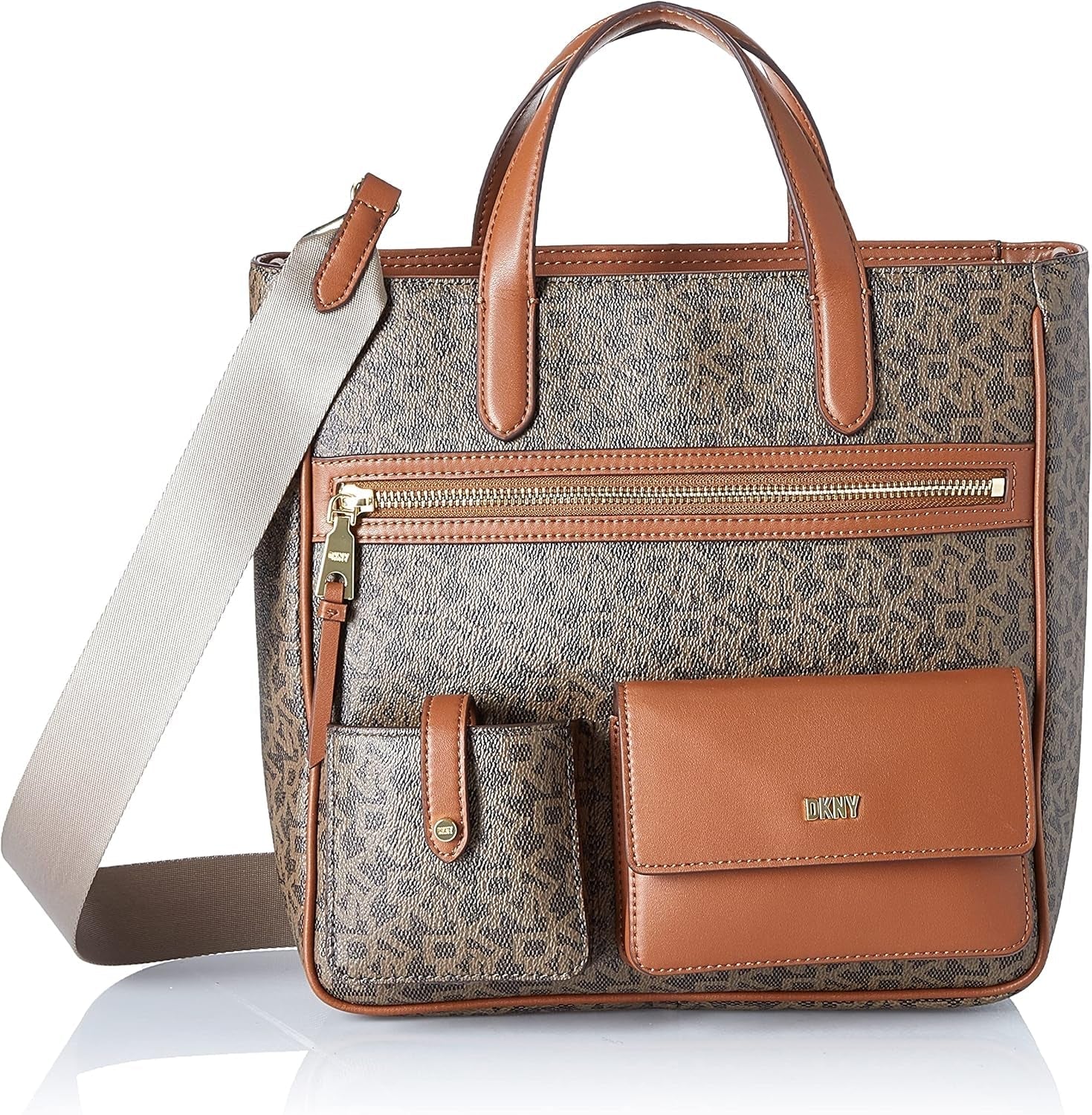 DKNY Dame Zyon Messenger Tote Bag, Mokka/Karamel, One Size Tasker Kvinder Naty Shop Standardtitel