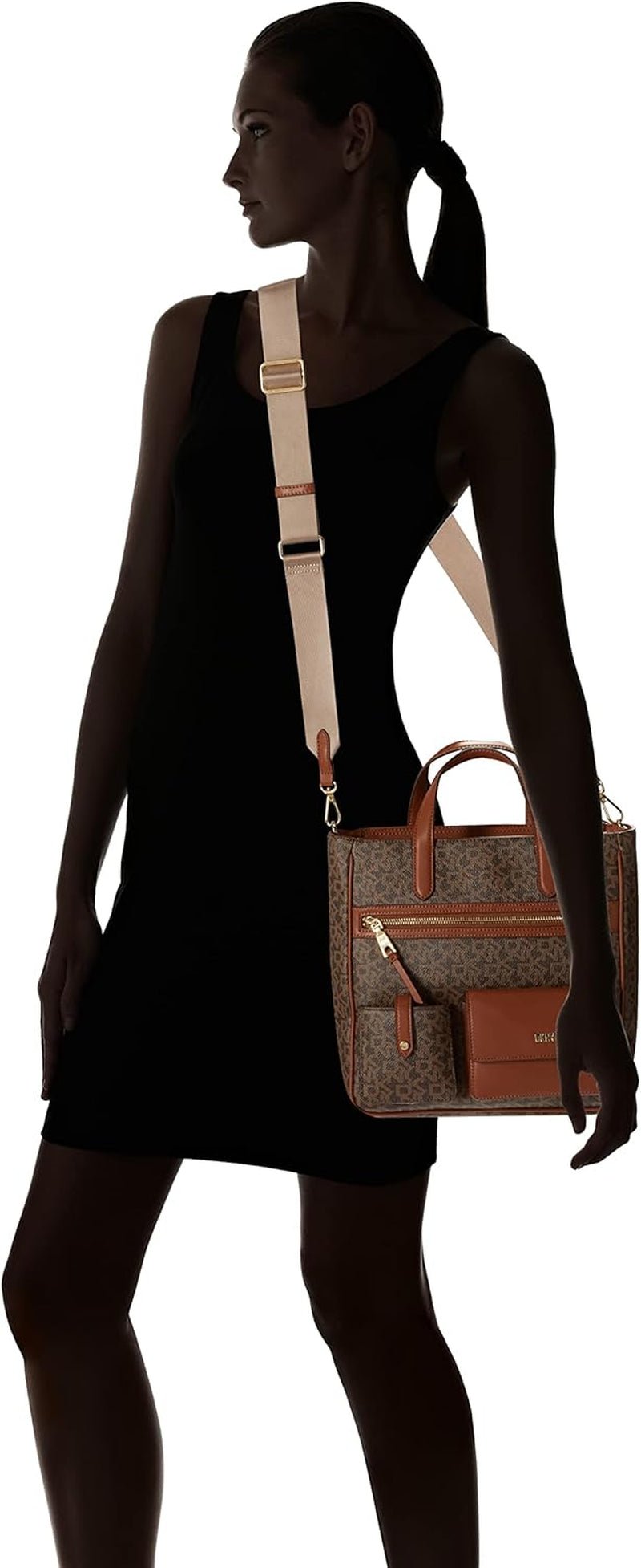 DKNY Dame Zyon Messenger Tote Bag, Mokka/Karamel, One Size Dame Tasker Naty Shop