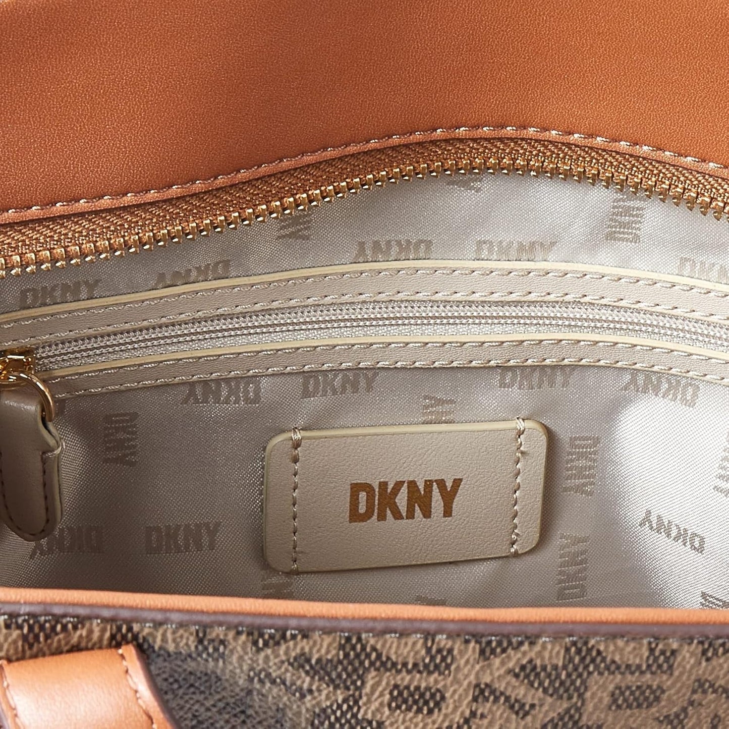 DKNY Dame Zyon Messenger Tote Bag, Mokka/Karamel, One Size Dame Tasker Naty Shop