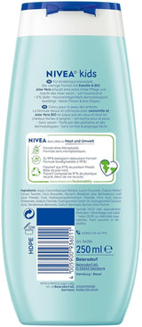 Showergel, shampoo og balsam NIVEA KIDS 3in1, pleje og rensning til børn med magisk æbleduft, ekstra mild, sæbefri pleje til børns hår og hud (250 ml) Børn - Bad og hudpleje Naty Shop
