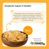 Kandiseret ingefær i stykker 1 kg | Tørrede tørrede frugter Glaserede ingefærskiver | Kandiseret ingefær i skiver | Sødede tørrede blade | IDEAL til opskrifter | Vegetarer og veganere. Naty Shop dehydrerede produkter