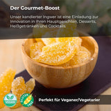 Kandiseret ingefær i stykker 1 kg | Tørrede tørrede frugter Glaserede ingefærskiver | Kandiseret ingefær i skiver | Sødede tørrede blade | IDEAL til opskrifter | Vegetarer og veganere. Naty Shop dehydrerede produkter