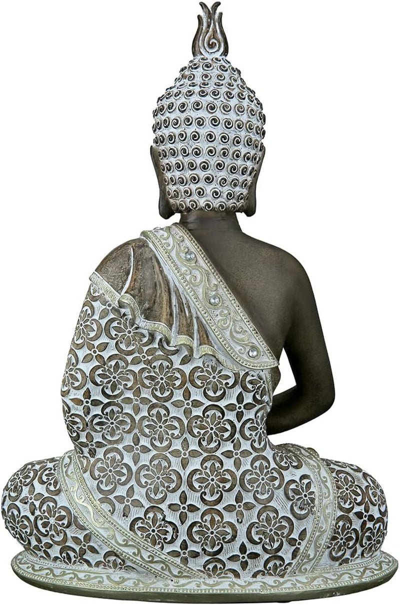GILDE Dekorativ skulptur Siddende Buddha - Meditation - brun/hvid - Højde 29 cm Statuetter og skulpturer Naty Shop