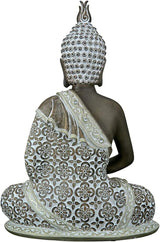 GILDE Dekorativ skulptur Siddende Buddha - Meditation - brun/hvid - Højde 29 cm Statuetter og skulpturer Naty Shop