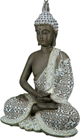 GILDE Dekorativ skulptur Siddende Buddha - Meditation - brun/hvid - Højde 29 cm Statuetter og skulpturer Naty Shop Brun Højde 29 cm