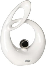 GILDE Dekorativ keramisk skulptur Life - hvidglaseret hvid/sølv figur med sølvkugle - højde 22 cm Statuetter og skulpturer Naty Shop