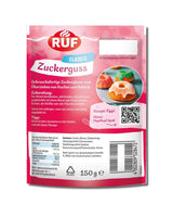 Brugsklar RUF glasur, kan bruges med det samme uden at blande, glasur til kiks og kager, som basissukkerglasur eller til farvning og smagsgiver, 1 x 150g (pakke med 4) Naty Shop Sukkerpasta