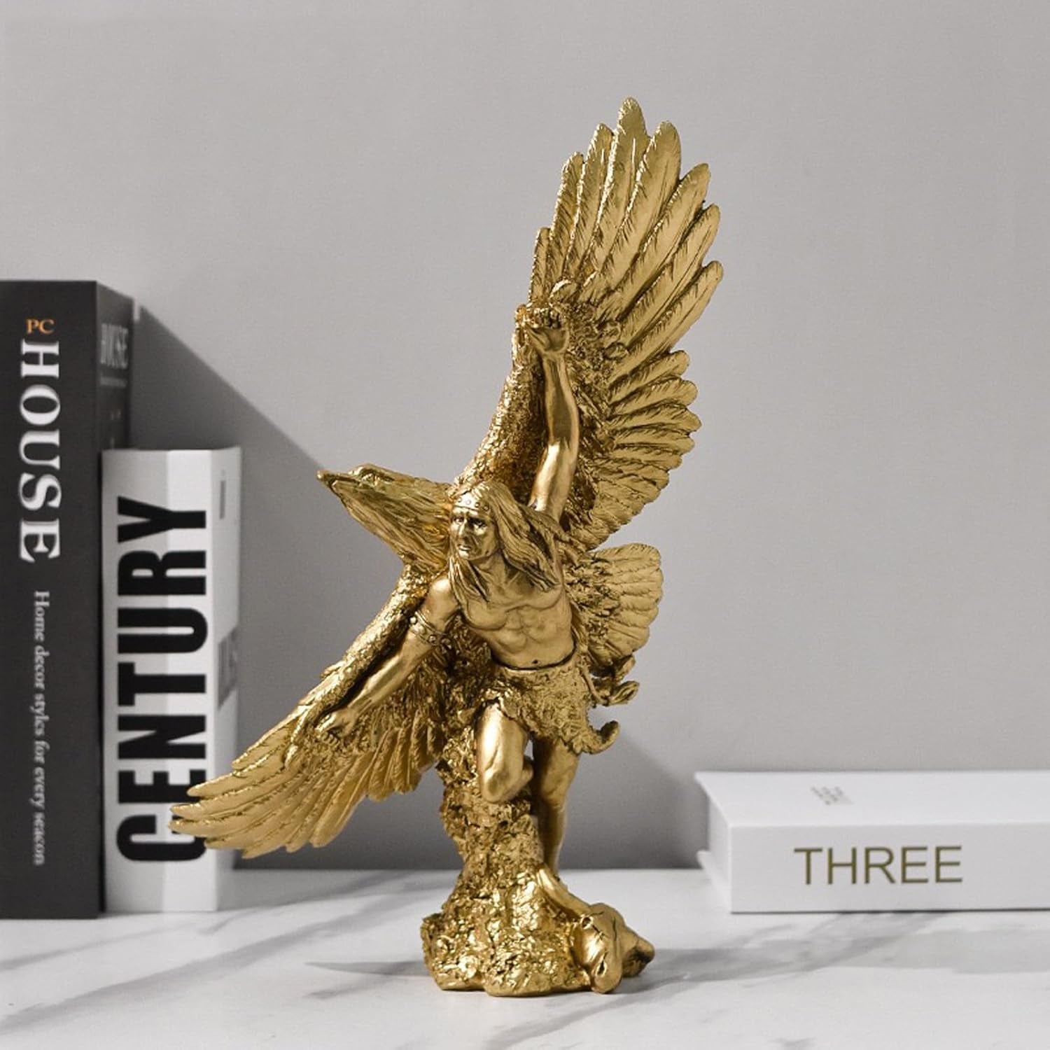 Golden Eagle Resin Ornaments Statue, Golden Eagle Skulptur Moderne Hjemmekontor Figur Dekoration Skrivebordsdekoration (Gylden 1) Statuetter og skulpturer Naty Shop Guld 3