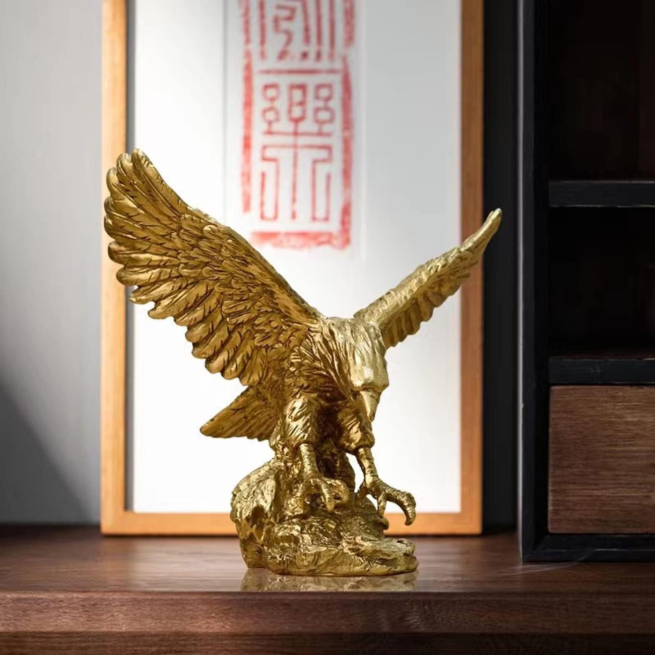 Golden Eagle Resin Ornaments Statue, Golden Eagle Skulptur Moderne Hjemmekontor Figur Dekoration Skrivebordsdekoration (Golden 1) Statuetter og skulpturer Naty Shop