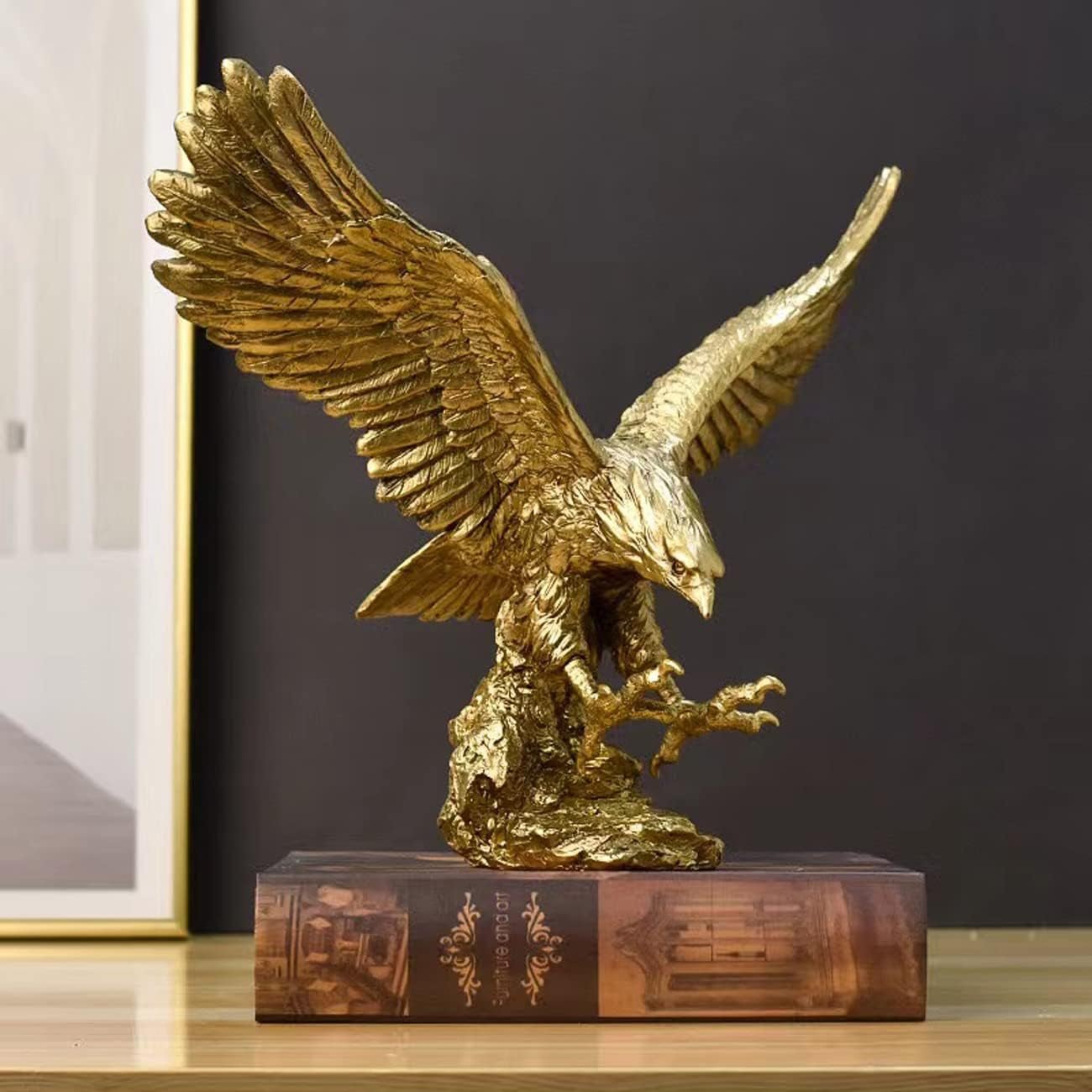 Golden Eagle Resin Ornaments Statue, Golden Eagle Skulptur Moderne Hjemmekontor Figur Dekoration Skrivebordsdekoration (Gylden 1) Statuetter og skulpturer Naty Shop Guld