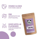 GREEN PANDA® økologisk chokeberry pulver fra Østrig | fintmalede tørrede chokebær | økologiske aroniabær uden tilsætningsstoffer | regionalt alternativ til acai-pulver og gojibær | 500g Naty Shop dehydrerede produkter