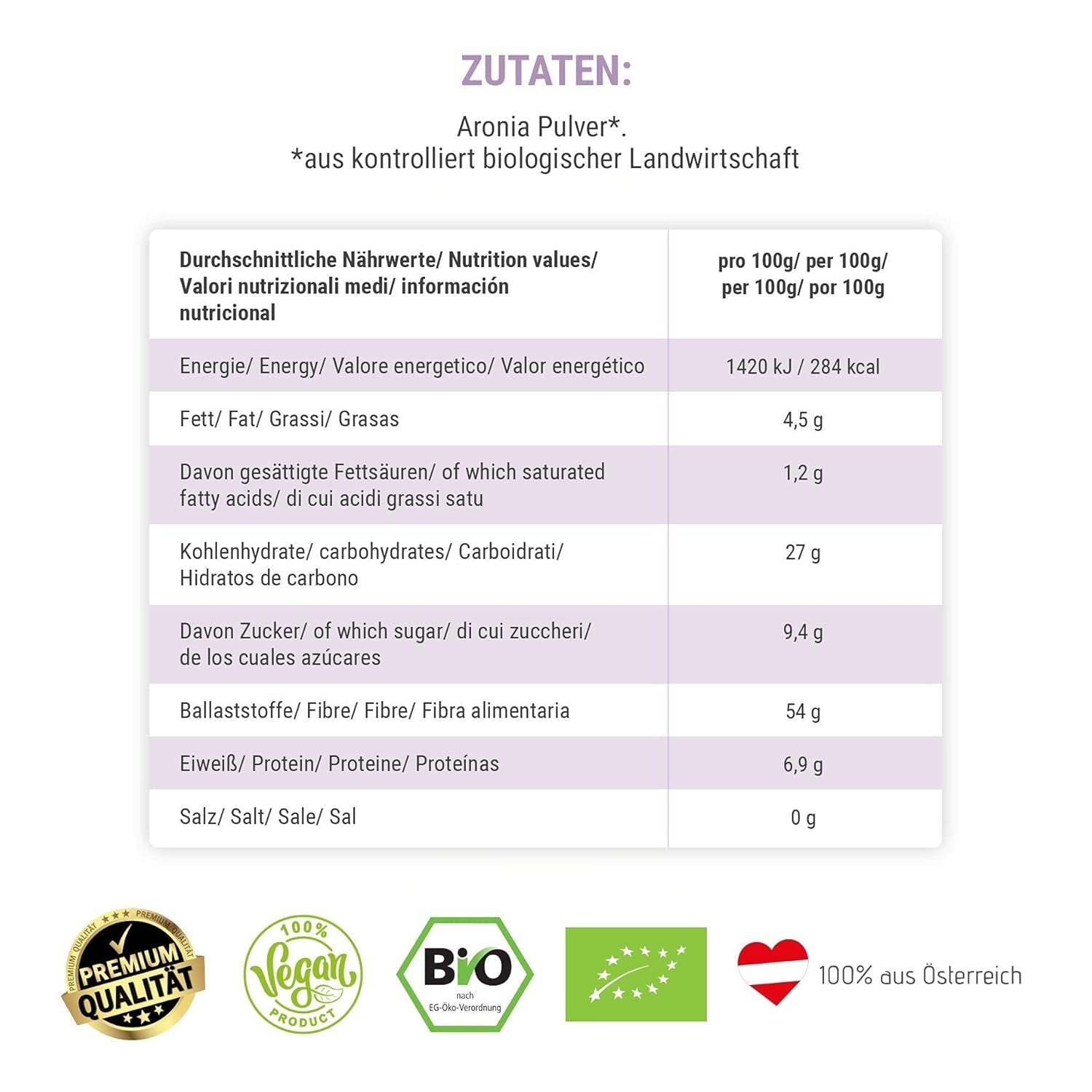 GREEN PANDA® økologisk chokeberry pulver fra Østrig | fintmalede tørrede chokebær | økologiske aroniabær uden tilsætningsstoffer | regionalt alternativ til acai-pulver og gojibær | 500g Naty Shop dehydrerede produkter