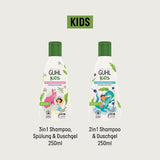 Guhl Kids Dino fordelssæt - 2x Guhl Kids 2 i 1 Shampoo & Shower Gel, 250ml + 1x Pixi bog - Specielt udviklet til børn - Ingen træk - Cosmos Natural Certificate Børn - Bad og hudpleje Naty Shop