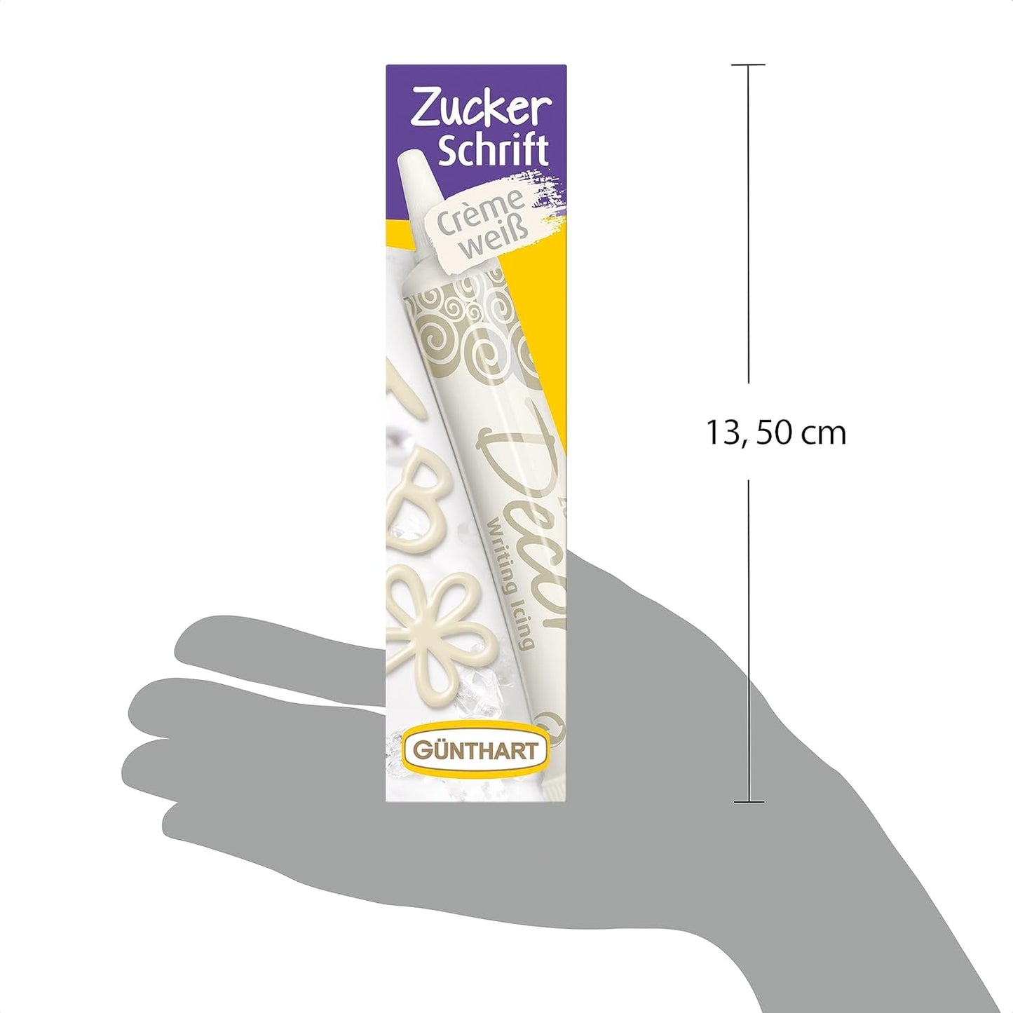 Günthart BackDecor 25 g HVIDE sukkerbogstaver til enhver dessert i hvid sukkerfarve til smukke bogstaver og designs, 1 pakke (25 g) Sugar Paste Naty Shop