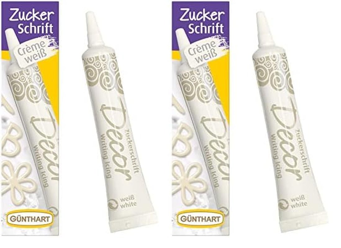 Günthart BackDecor 25g HVIDE sukkerbogstaver til enhver dessert i hvid sukkerfarve til smukke bogstaver og designs, 1 pakke (25g) Naty Shop Medium sukkerpasta (2 pakke) Hvide sukkerbogstaver