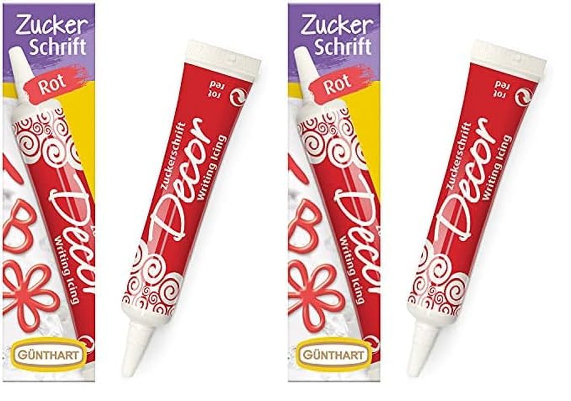 Günthart BackDecor 25g sukkerbogstaver HVID til enhver dessert i hvid farve fra sukker til smukke bogstaver og designs, 1 pakke (25g) Naty Shop sukkerpasta 25G (pakke med 2) Rød sukker skrifttype