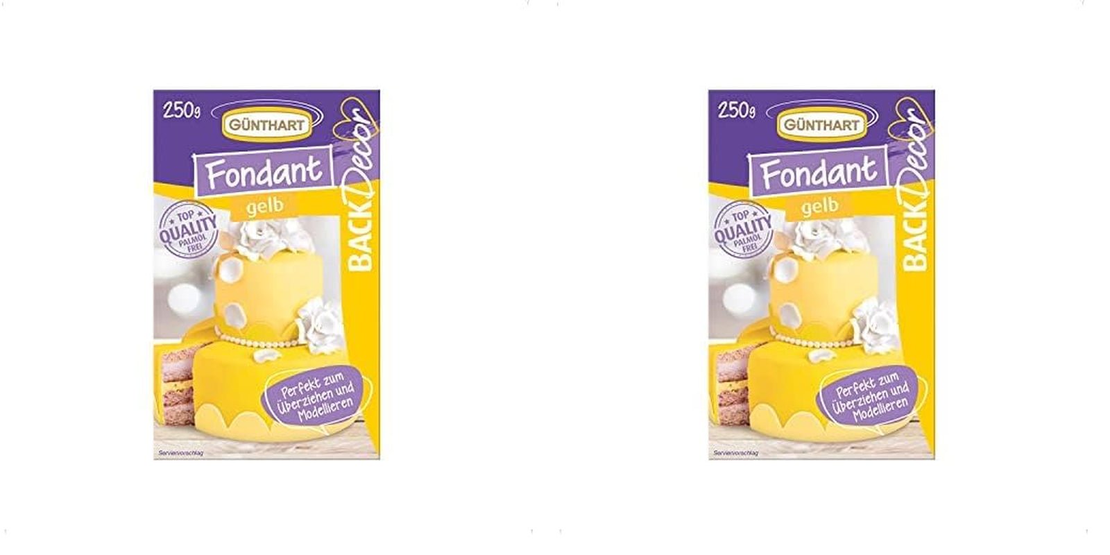 Günthart BackDecor 250 Fondant Grøn 100 % vegansk palmeoliefri rivefast til at dække kager og bagværk Velegnet til modellering 1 pakke (1 x 250 g) Naty Shop Sukkerpasta 250 G (pakke med 2) Gul