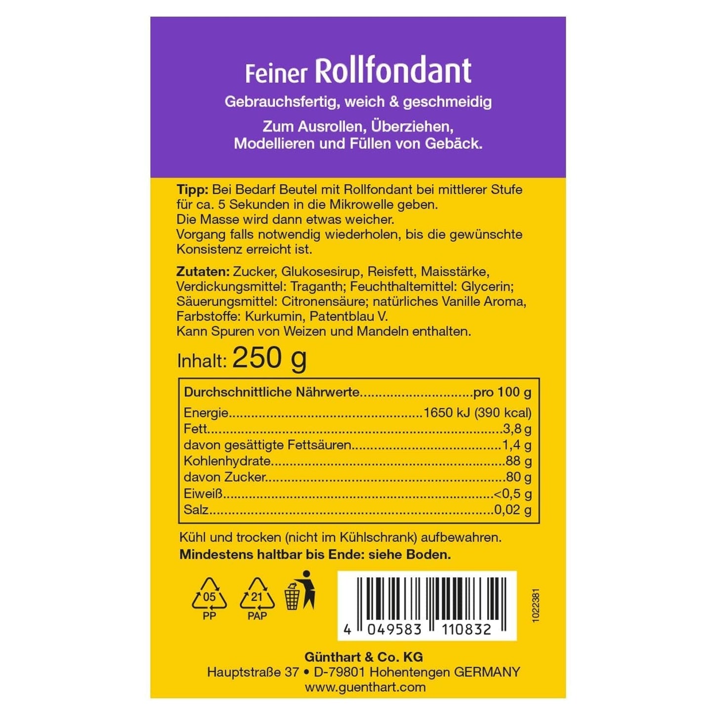 Günthart BackDecor 250 fondant grøn, 100% vegansk, palmeoliefri, rivefast til at dække kager og bagværk, velegnet til modellering, 1 pakke (1 x 250 g) Naty Shop Sukkerpasta