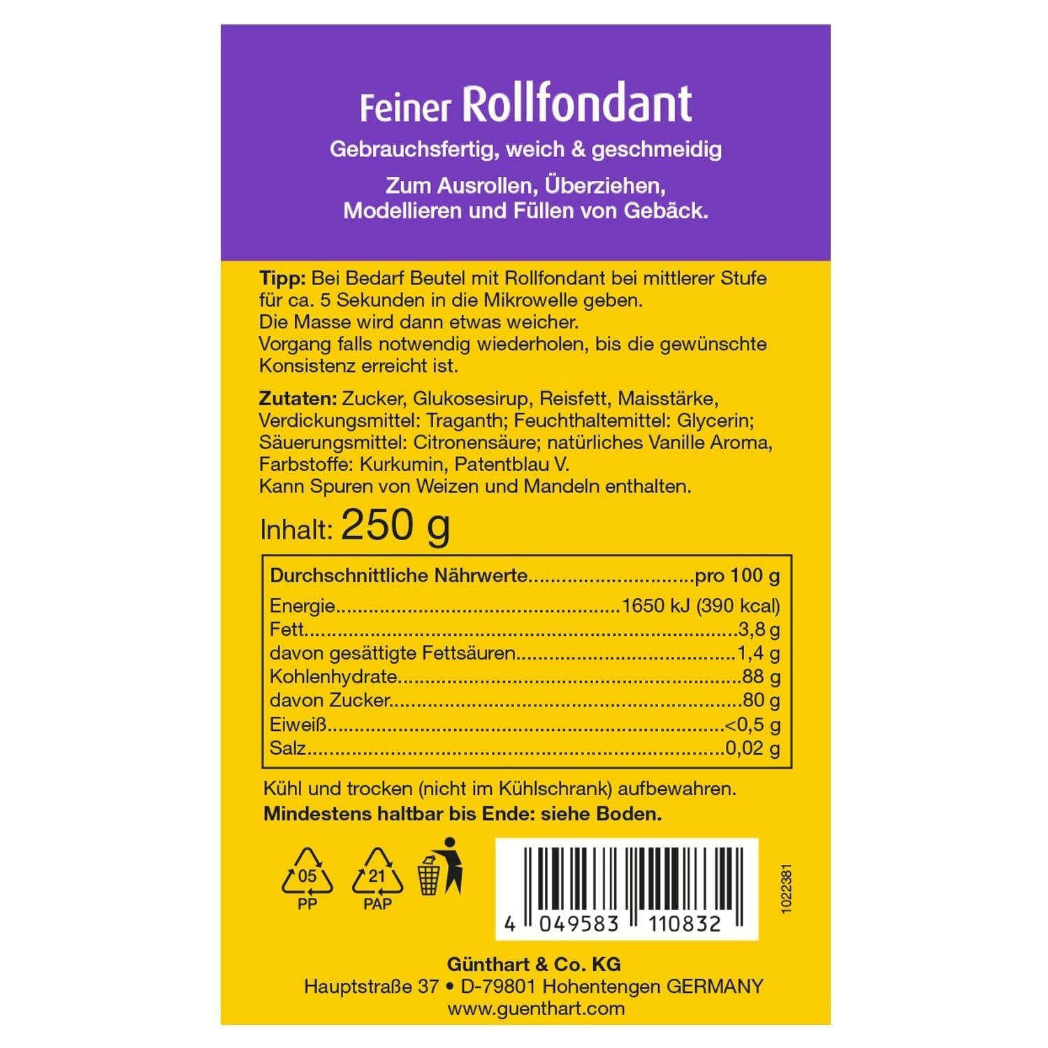 Günthart BackDecor 250 fondant grøn, 100% vegansk, palmeoliefri, rivefast til at dække kager og bagværk, velegnet til modellering, 1 pakke (1 x 250 g) Naty Shop Sukkerpasta