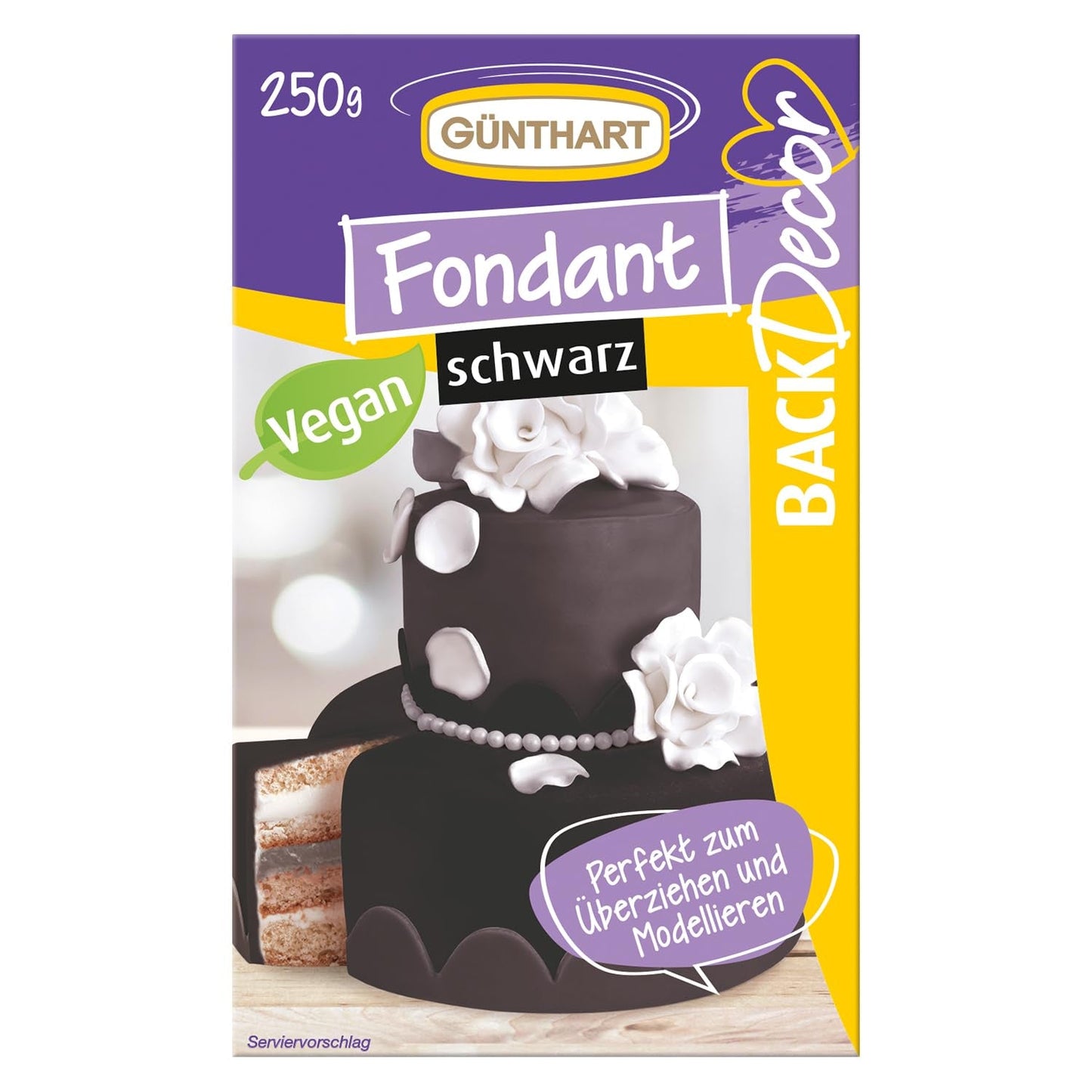 Günthart BackDecor 250 grøn fondant 100 % vegansk palmeoliefri rivefast til at dække kager og bagværk Velegnet til modellering 1 pakke (1 x 250 g) Naty Shop Sukkerpasta 250 G (1 pakke) Sort