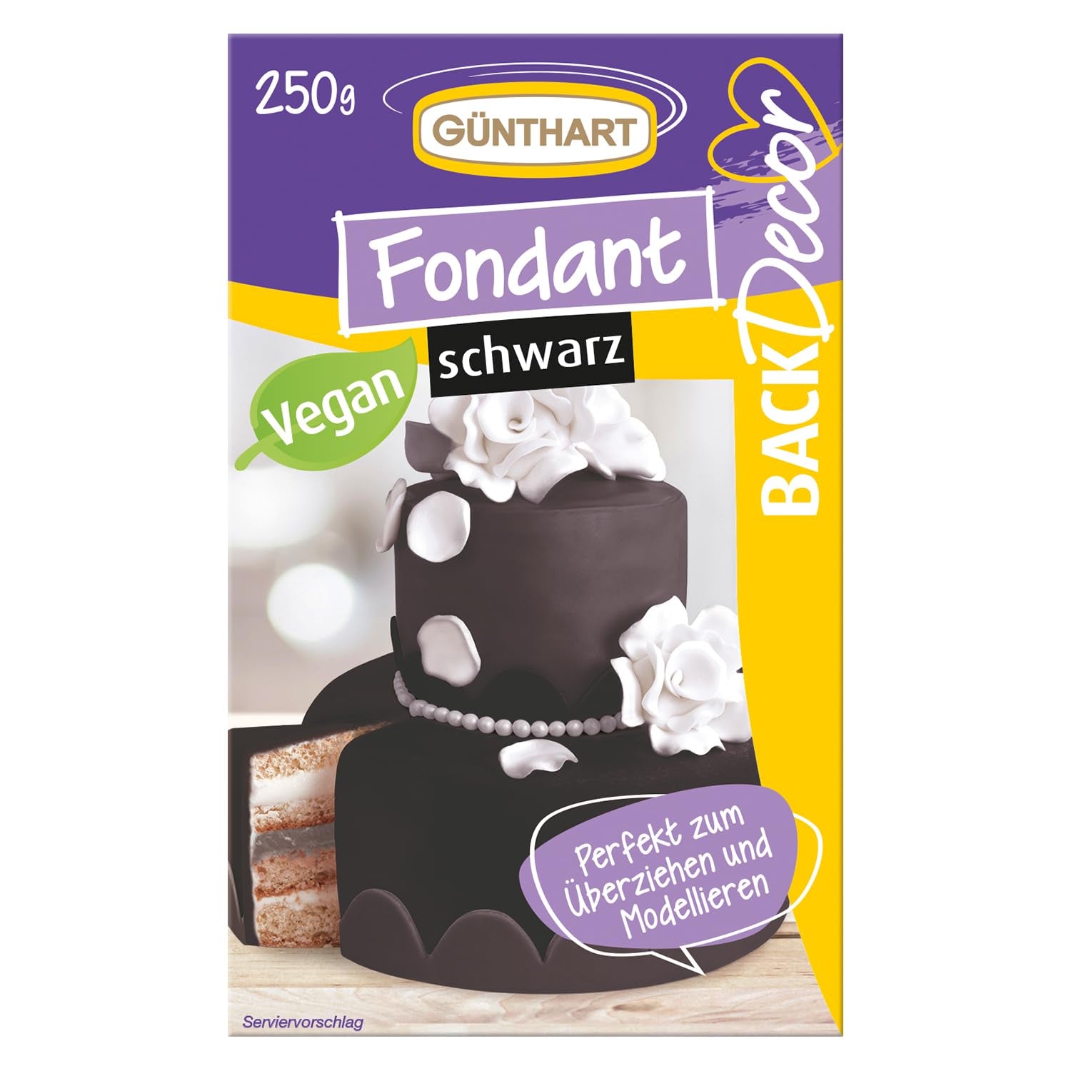 Günthart BackDecor 250 grøn fondant 100 % vegansk palmeoliefri rivefast til at dække kager og bagværk Velegnet til modellering 1 pakke (1 x 250 g) Naty Shop Sukkerpasta 250 G (1 pakke) Sort
