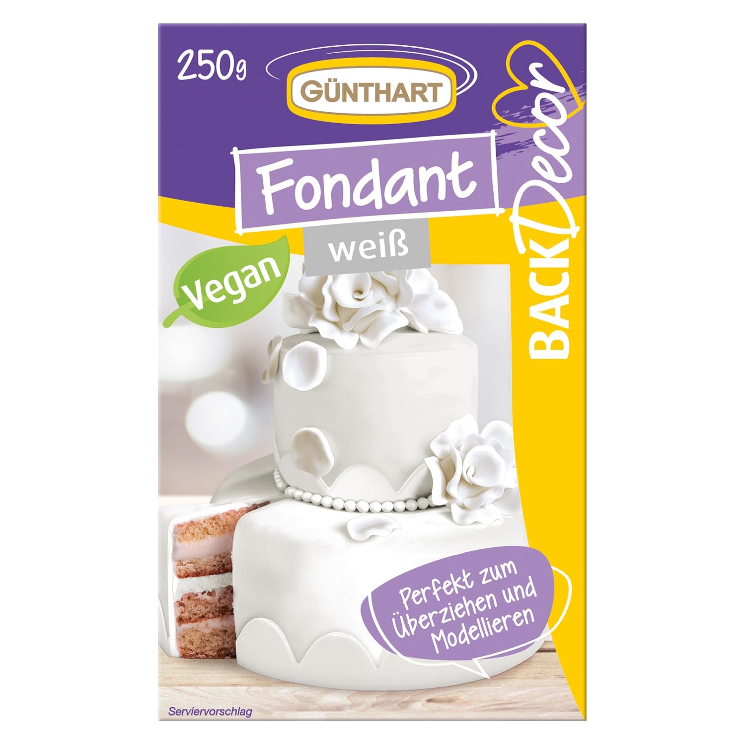 Günthart BackDecor 250 grøn fondant 100 % vegansk palmeoliefri rivefast til dækning af kager og bagværk Velegnet til modellering 1 pakke (1 x 250 g) Naty Shop Sukkerpasta 250 G (1 pakke) Hvid