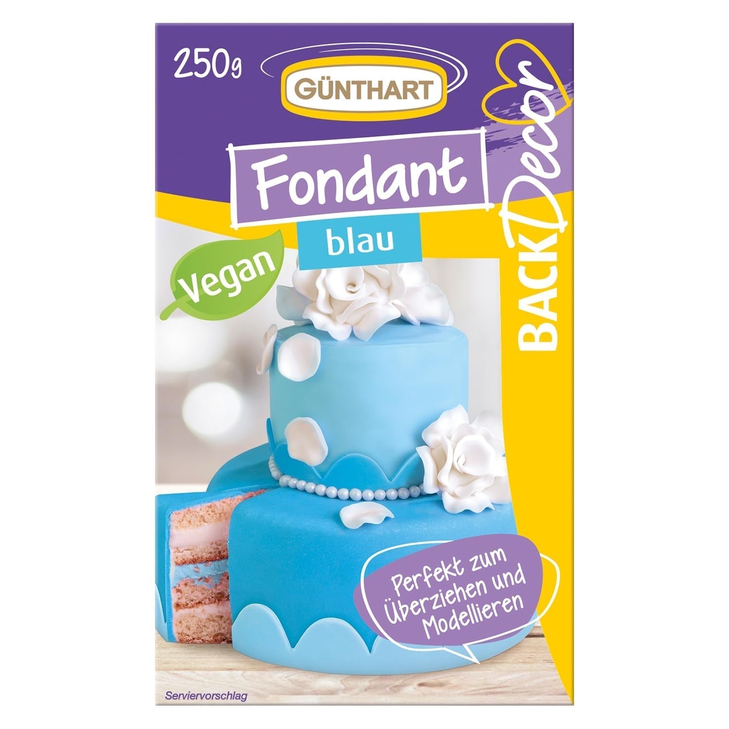 Günthart BackDecor 250 fondant grøn, 100% vegansk, palmeoliefri, rivefast til at dække kager og bagværk, velegnet til modellering, 1 pakke (1 x 250 g) Naty Shop sukkerpasta 250 G (1 pakke) Blå