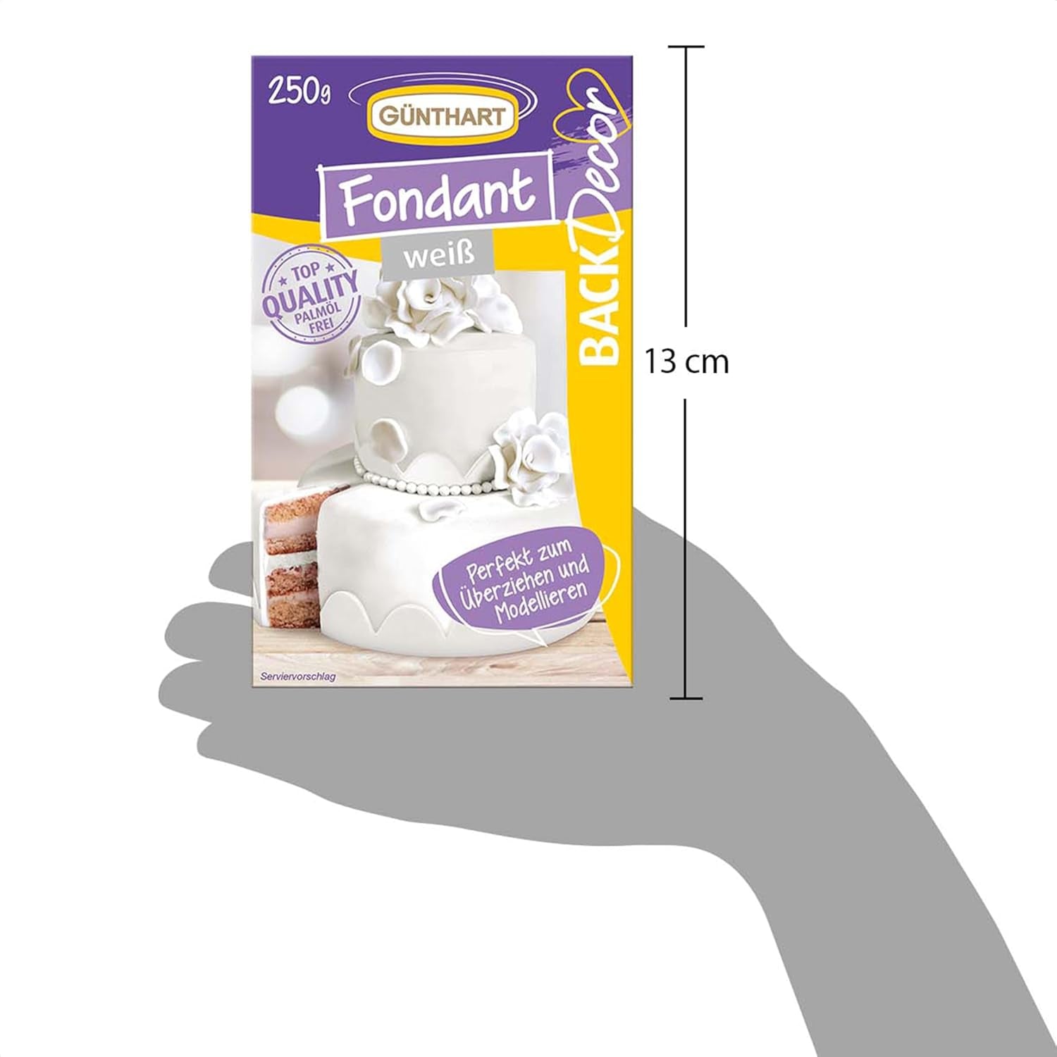 Günthart BackDecor 250 g hvid fondant, 100 % vegansk, palmeoliefri, rivefast til at dække kager og bagværk, velegnet til modellering, pakke med 2 (1 x 250 g) Naty Shop Sugarpaste
