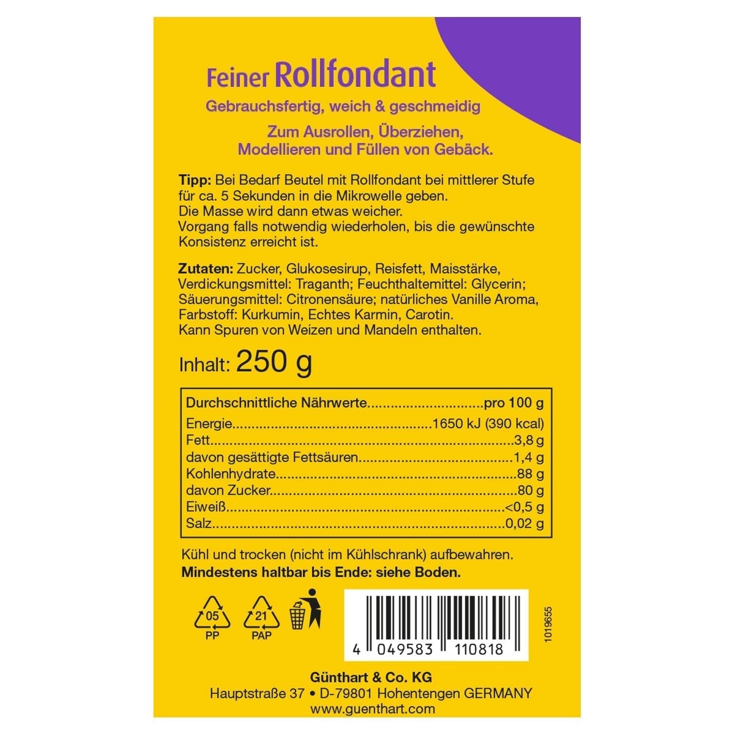 Günthart BackDecor 250 g rød fondant, palmeoliefri, rivefast til at dække kager og bagværk, velegnet til modellering, pakke med 2 (1 x 250 g) Sugarpaste Naty Shop