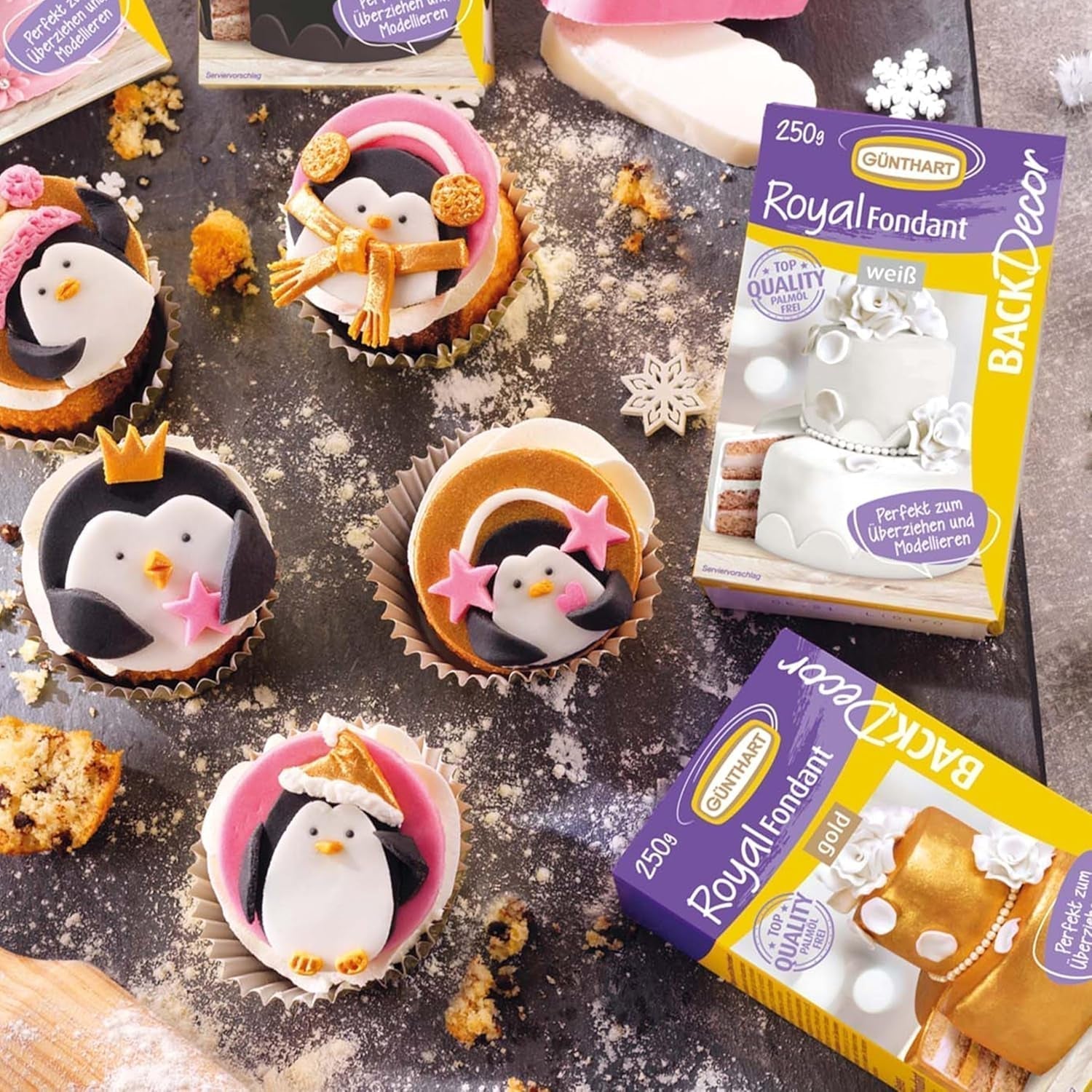 Günthart BackDecor 800 g hvid fondant Hvidt dekorativt bord til belægning, glasurkager eller modellering, palmeoliefri, klar til brug og nem at arbejde med Naty Shop Sugarpasta