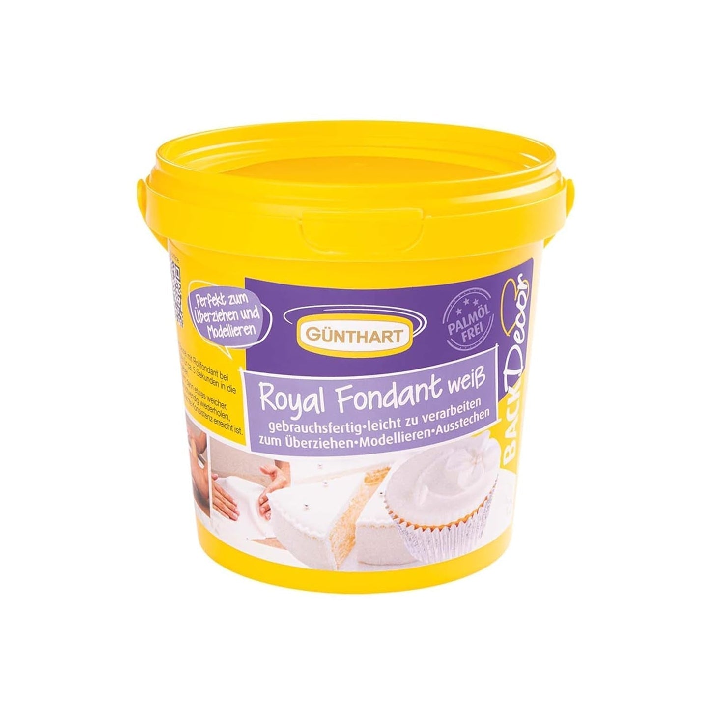 Günthart BackDecor 800g hvid fondant Hvidt dekorativt bord til belægning, glasurkager eller modellering, palmeoliefri, klar til brug og nem at arbejde med Sukkerpasta Naty Shop Standardtitel