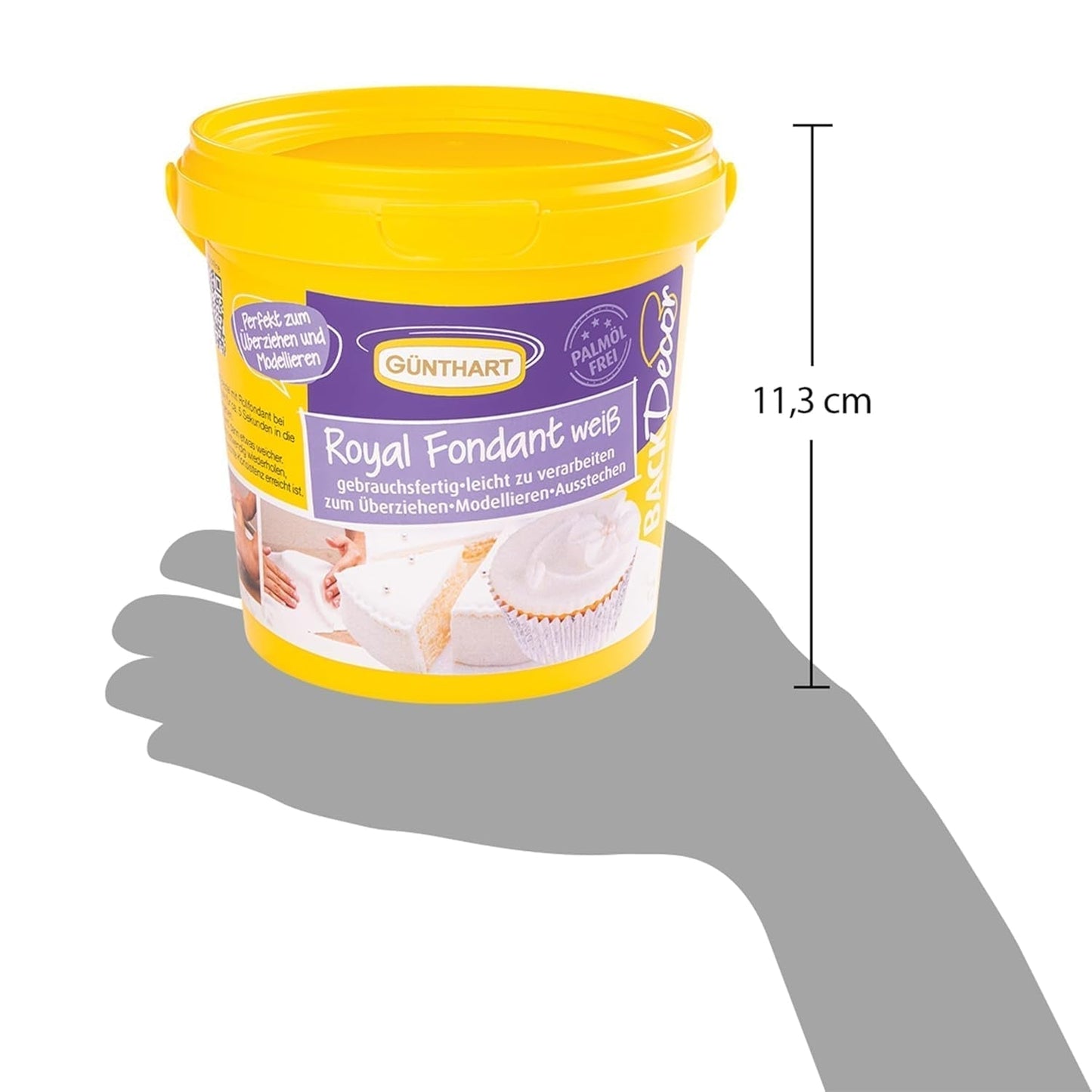 Günthart BackDecor 800 g hvid fondant Hvidt dekorativt bord til belægning, glasurkager eller modellering, palmeoliefri, klar til brug og nem at arbejde med Naty Shop Sugarpasta