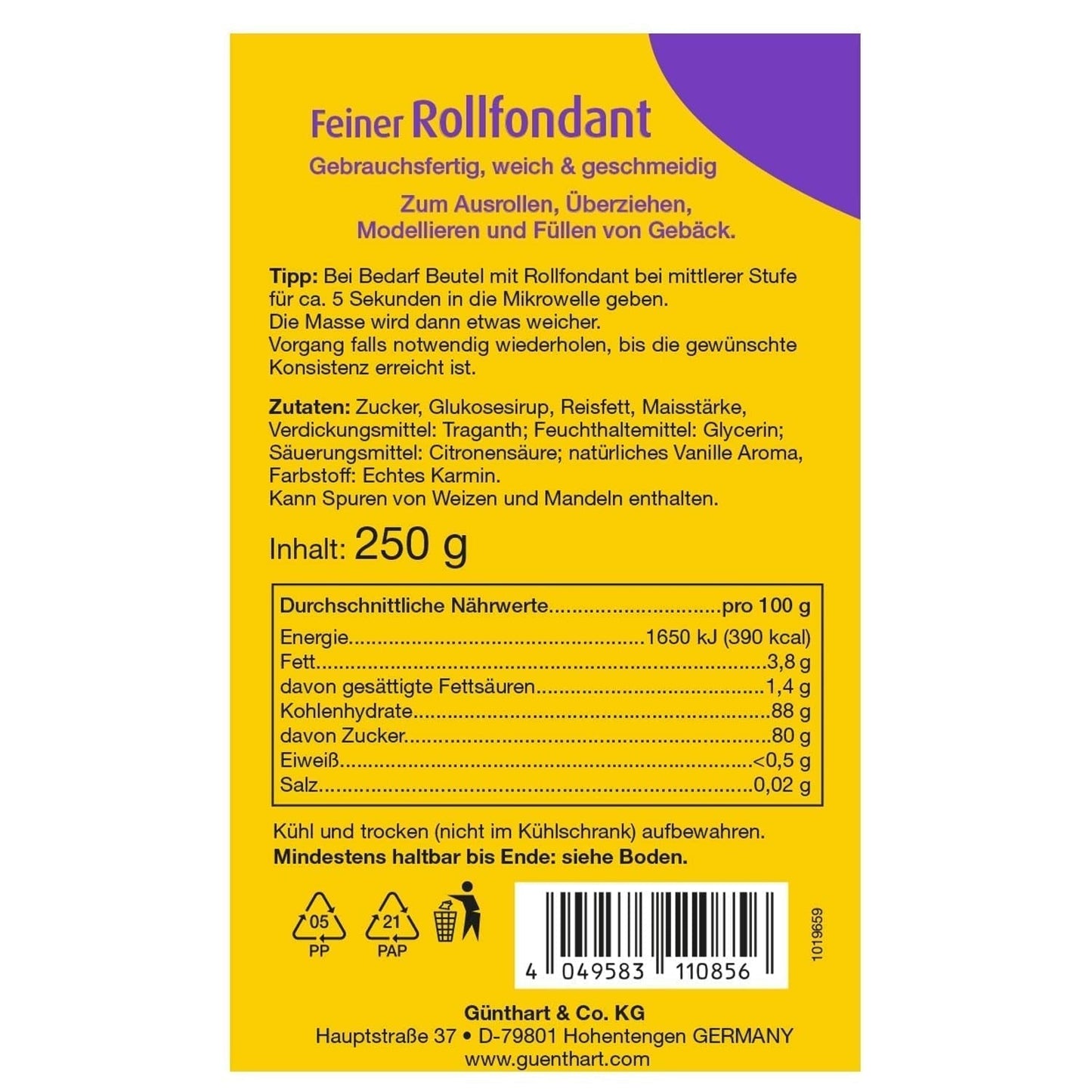 Günthart BackDecor fondant pink | overlegen kvalitet | klar til brug | uden palmeolie | rivefast | til overtræk af kager og bagværk | velegnet til modellering | pakke med 2 (1 x 250 g) Naty Shop sukkerpasta