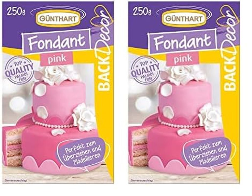 Günthart BackDecor fondant pink | overlegen kvalitet | klar til brug | uden palmeolie | rivefast | til overtræk af kager og bagværk | velegnet til modellering | pakke med 2 (1 x 250 g) Naty Shop Sugar Paste Pink 250 G (pakke med 2)