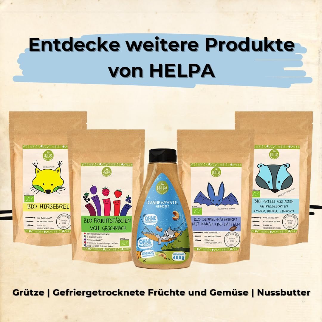 HELPA BIO-poser med frugtpulver - frugtagtige smage - frugter - jordbær - hindbær - blåbær - blommer - solbær - 100 % frysetørrede frugter - babymad Tørrede produkter Naty Shop
