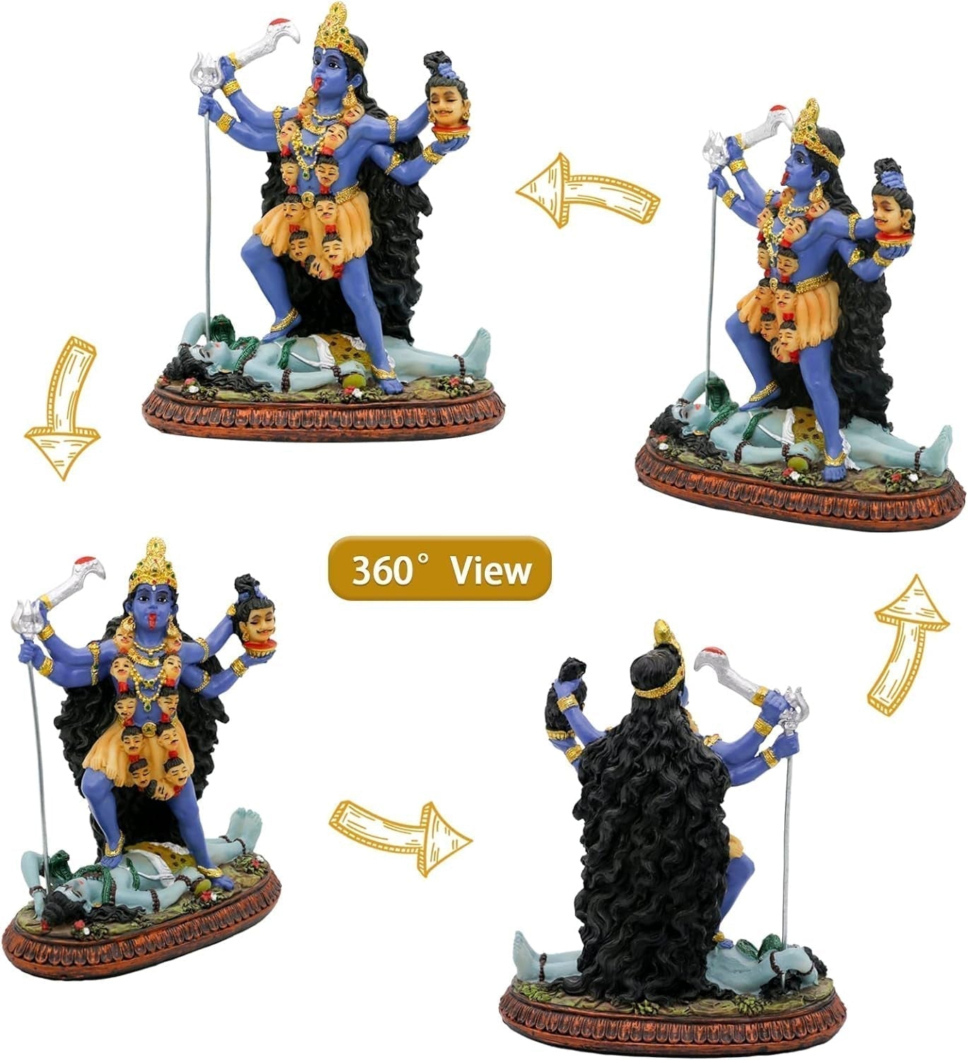 Hindu Gud Kali Ma Statue, Indien Gudinde Kali Bhavatarini Destroyer Statue Dekorativ Hindu Gudinde for Tid og Død Figur Murti Diwali Pooja Gaver Hjemmekontor Tempel Mandir Altar Puja Genstande Statuetter og skulpturer Naty Shop